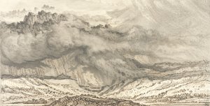 Snowdon, An Approaching Storm, 1853 (kynä ja harmaa pesu paperilla)